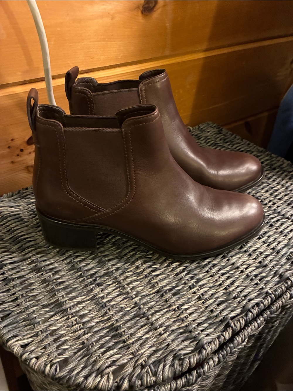 Women's Brown Leather Cole Haan Chelsea Booties — Classic Ankle Boots